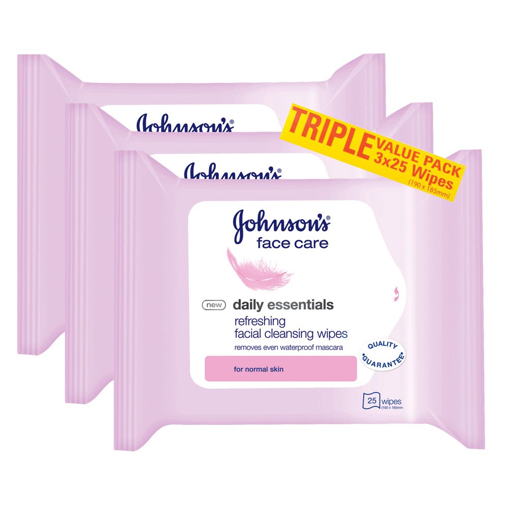 Johnsons 强生 3合1洁面湿巾（中性肌肤）25片*3包