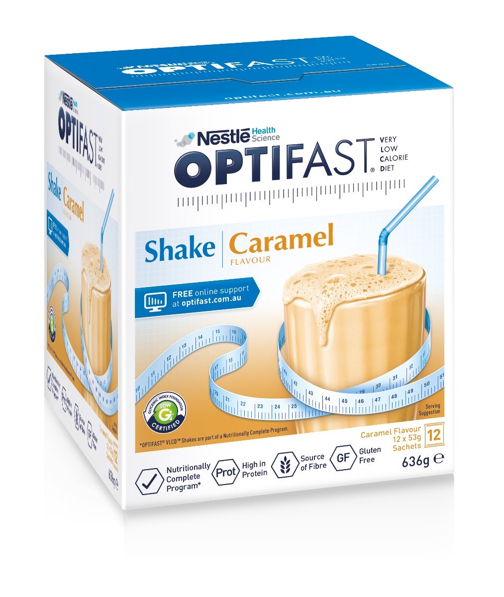 雀巢Optifast 澳洲牛奶奶昔（零食低卡路里） 12袋装x54g（焦糖口味）