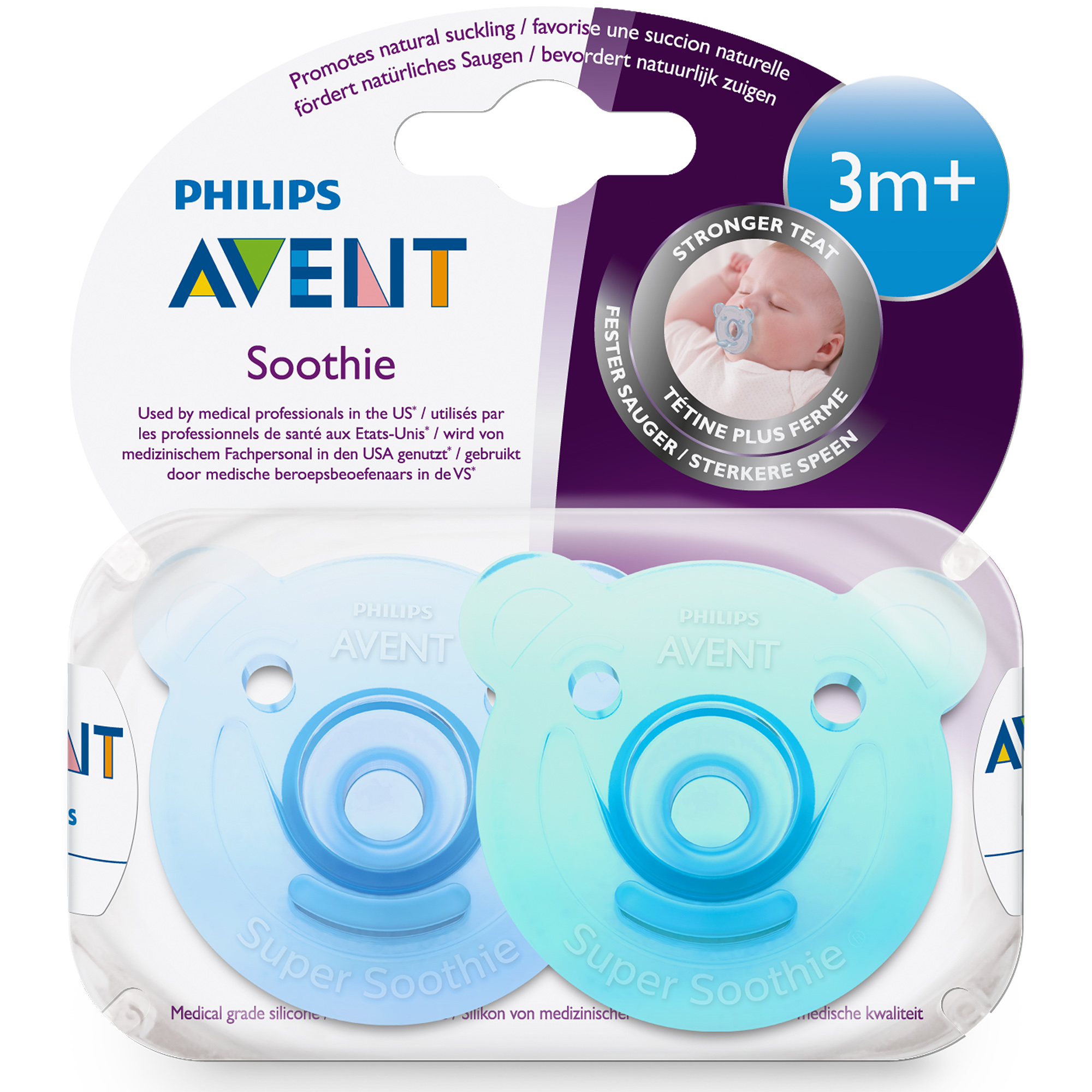 Avent 新安怡 小熊安抚奶嘴 3月+ （蓝色&绿色或者粉色&紫色）
