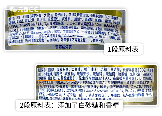 1段原料表、2段香精砂糖