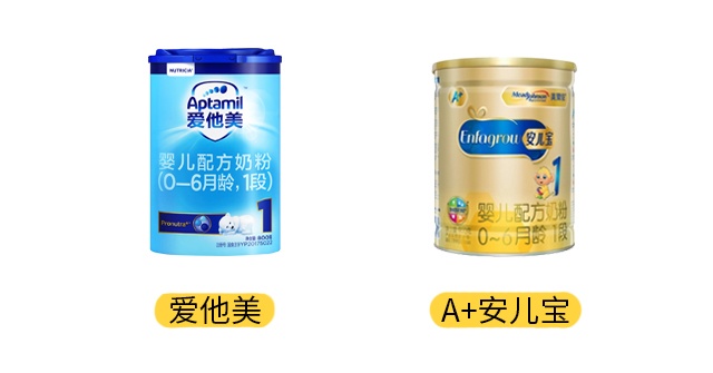 爱他美和美赞臣A+安儿宝产品图