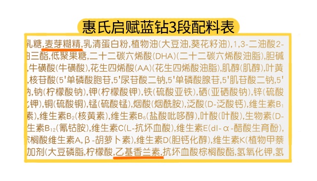 惠氏蓝钻启赋2段配料表