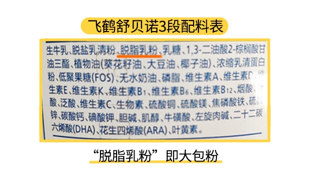 飞鹤舒贝诺1段配料表
