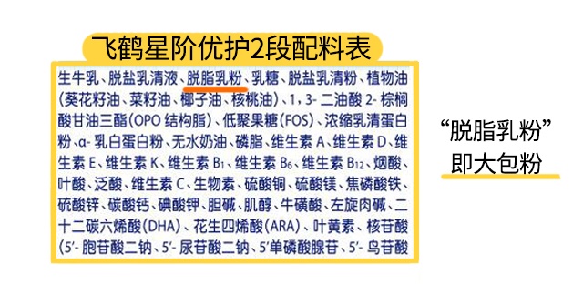 飞鹤星阶优护1段配料表
