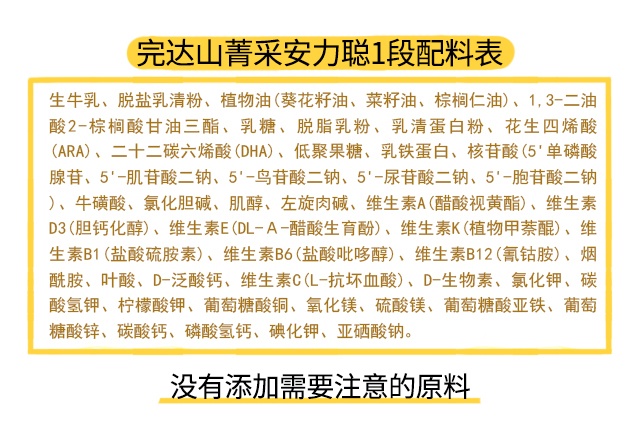 完达山菁采安力聪1段配料表