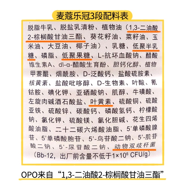 麦蔻乐冠1段配料表