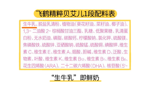 飞鹤精粹贝艾儿1段配料表