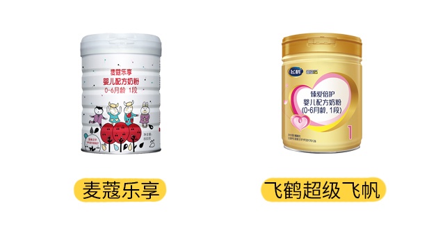 麦蔻乐享和飞鹤超级飞帆产品图