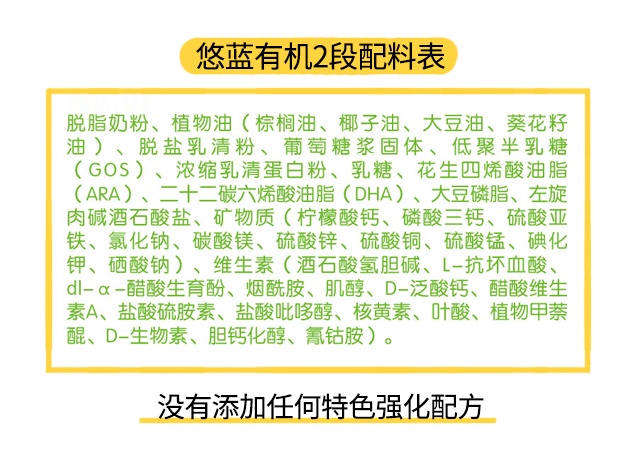悠蓝有机1段配料表