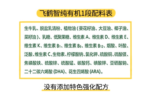 飞鹤智纯有机2段配料表