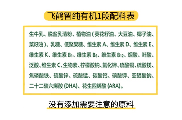飞鹤智纯有机2段配料表
