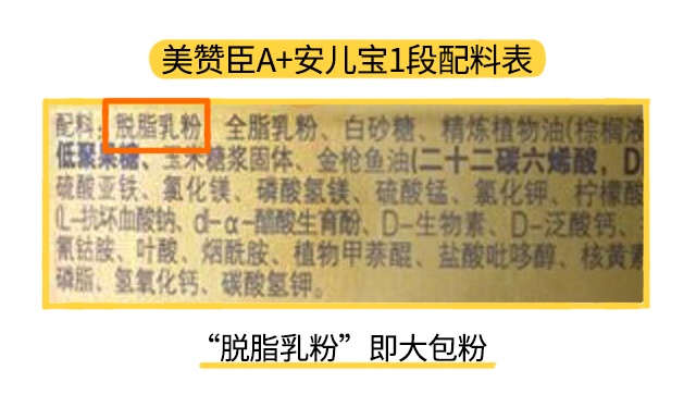 美赞臣A+安儿宝1段配料表