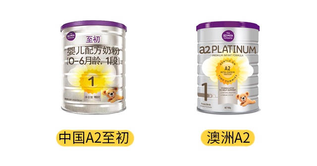 A2奶粉国行版和澳洲版产品图
