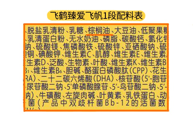 飞鹤臻爱飞帆2段配料表