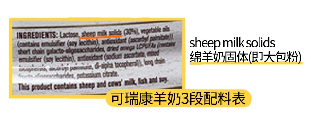 可瑞康绵羊奶3段配料表