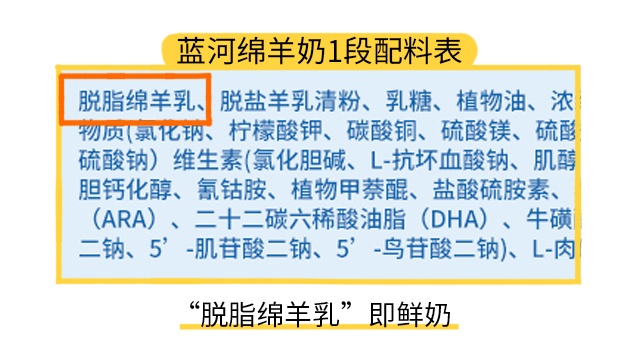 蓝河绵羊奶1段配料表