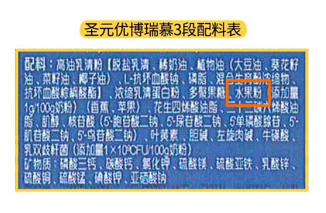圣元优博瑞慕3段配料表