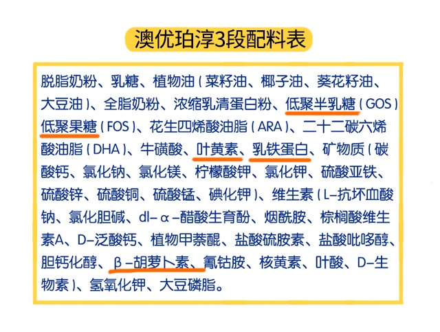 澳优珀淳3段配料表