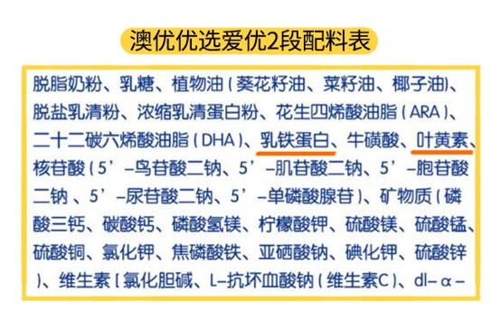 澳优优选爱优2段配料表