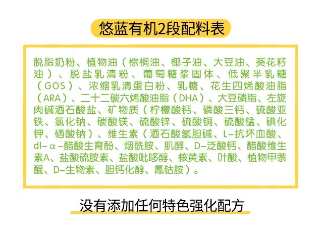 悠蓝有机2段配料表