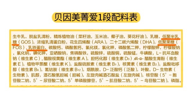 贝因美菁爱1段配料表
