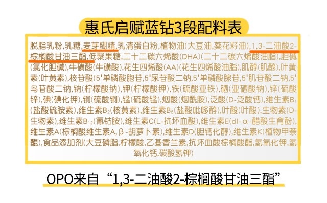 惠氏启赋蓝钻3段配料表