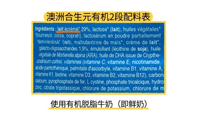 澳洲合生元有机2段配料表