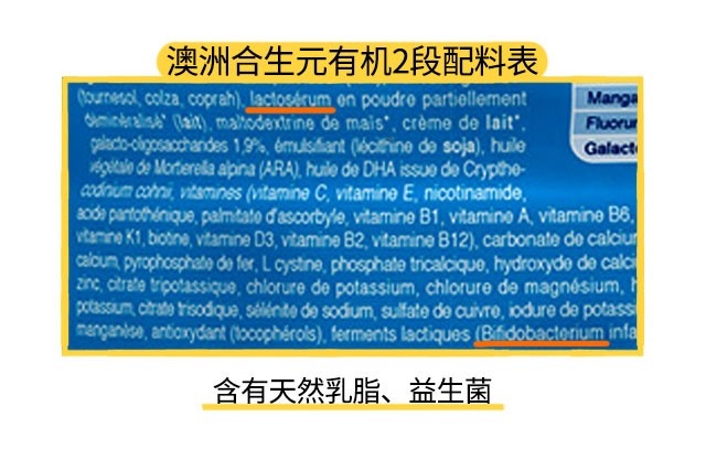 澳洲合生元有机2段配料表