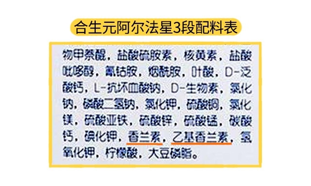 合生元阿尔法星3段配料表