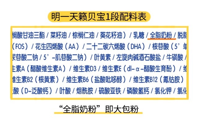 明一天籁贝宝1段配料表