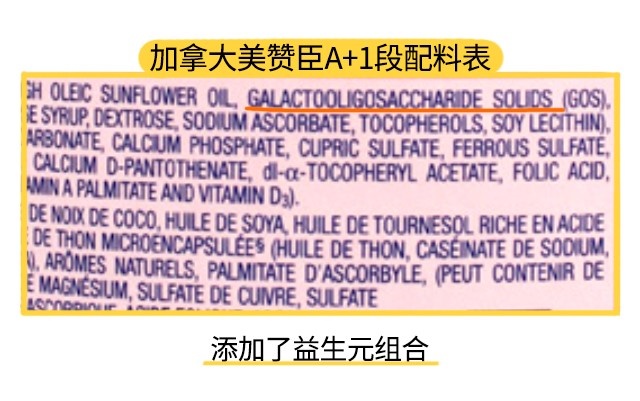 加拿大美赞臣A+1段配料表